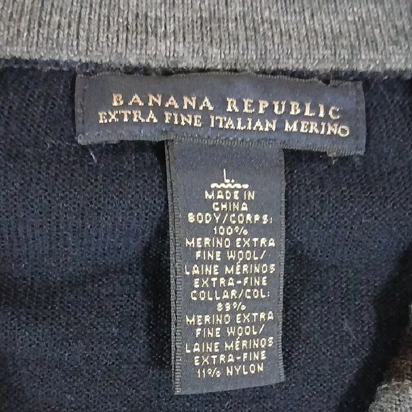 Banana Republic Men's Dark Blue Argyle Zip-Up Sweater L - Picture 6 of 6